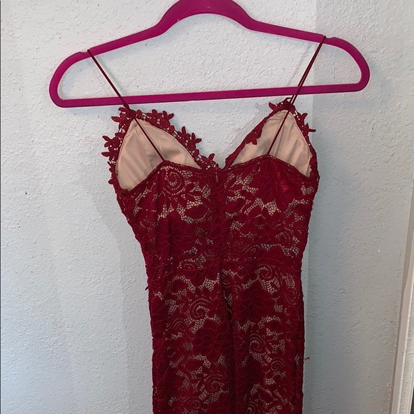 Fancy Burgundy Lace Dress - Picture 4 of 6